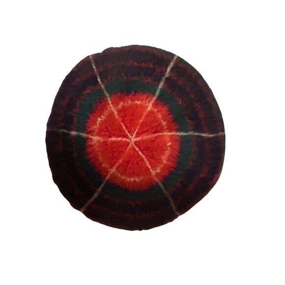 Vintage Felted Wool Beret Hat Multi Boho Artsy 10” Hand-knit Retro Cottagecore - Picture 2 of 5